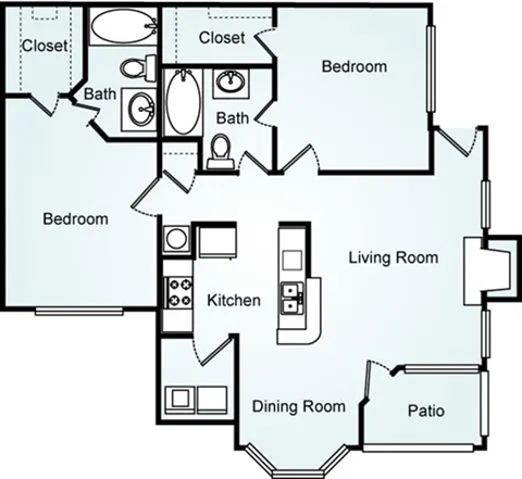 Two Bedroom Two Bathroom The Drake 1060 sq ft