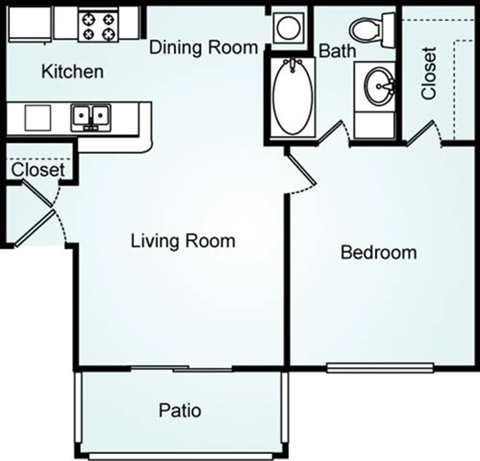 One Bedroom One Bathroom The Eagle 690 sq ft