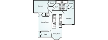 Two Bedroom Two Bathroom The Heron 1070 sq ft