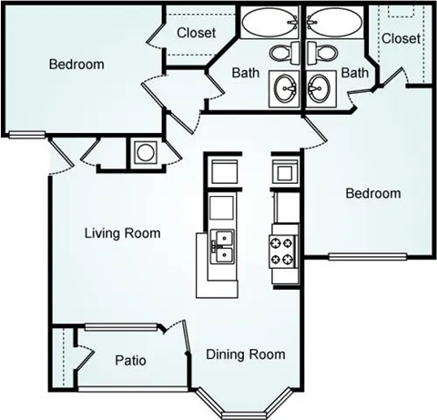 Two Bedroom Two Bathroom The Heron 1070 sq ft