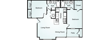 Two Bedroom Two Bathroom The Sandpiper 960 sq ft