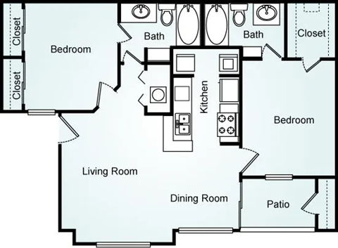 Two Bedroom Two Bathroom The Sandpiper 960 sq ft