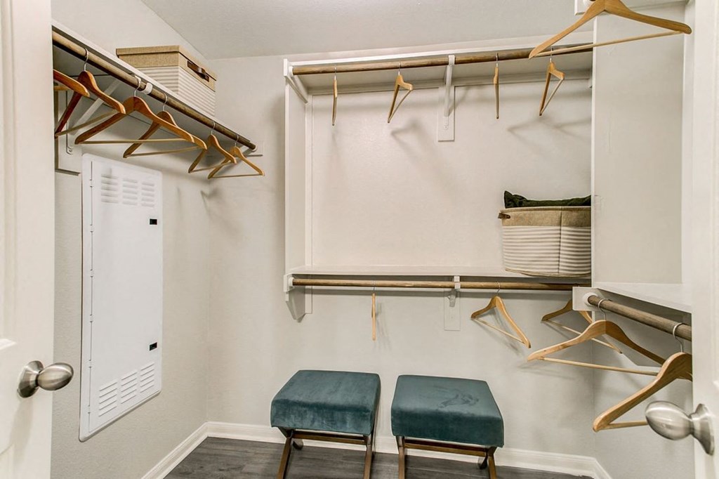 walk-in closet with built-in shelves