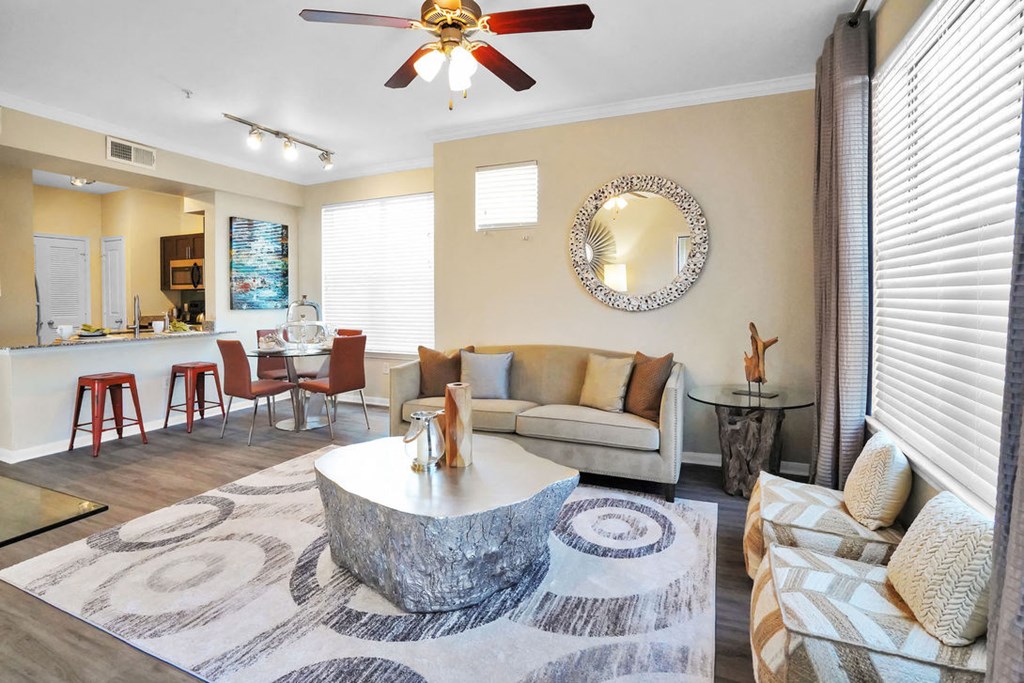 a living room with a couch and a coffee table