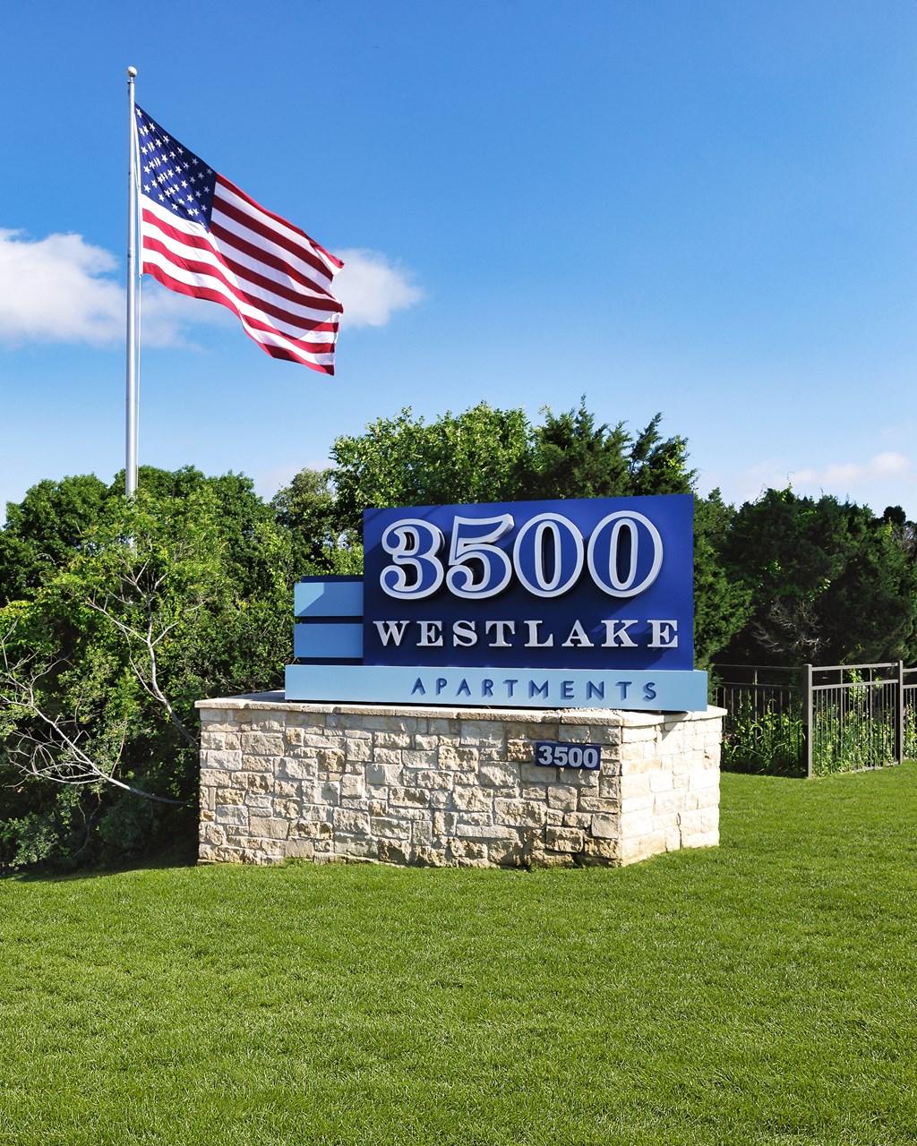 American Flag at 3500 Westlake Apartments, Austin, TX