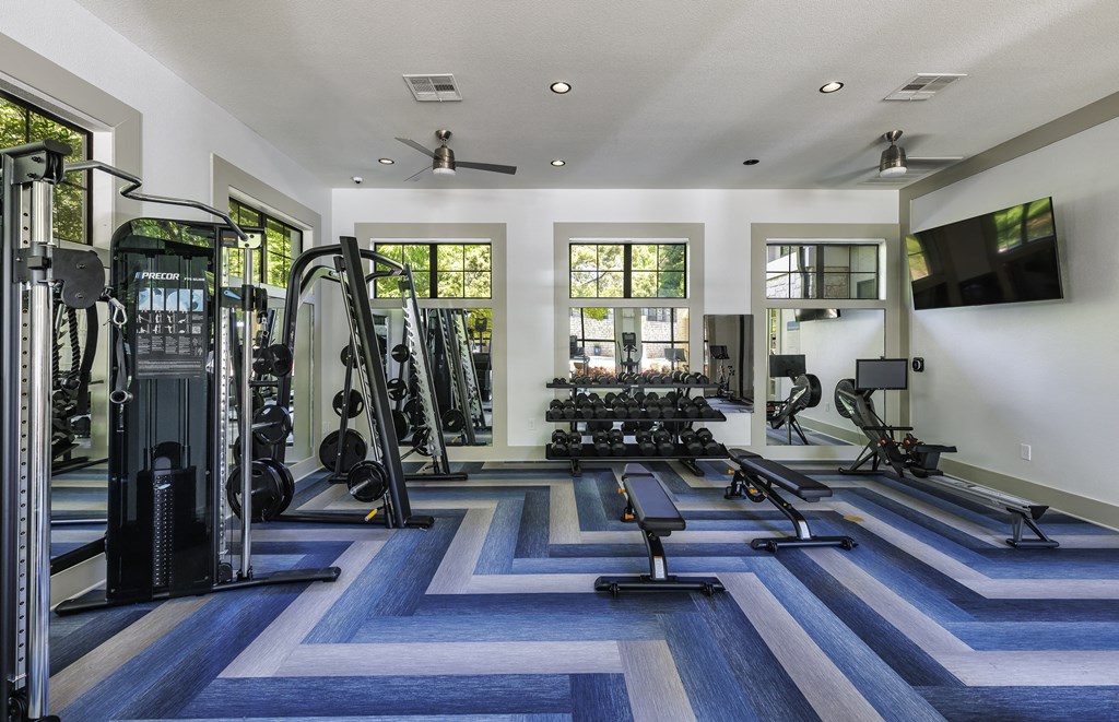 A Large Fitness Room at 3500 Westlake Apartments, Austin