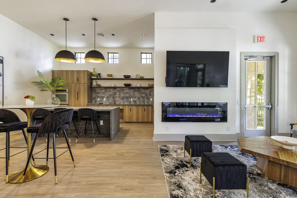 A Living Room With TV at 3500 Westlake Apartments, Texas