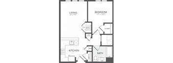 a floor plan of a room with a bedroom and a bathroom