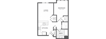 a floor plan of a bedroom apartment with a bathroom and a kitchen