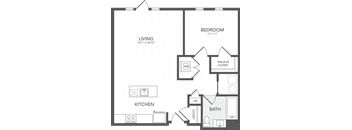 a floor plan of a room with a bedroom and a bathroom