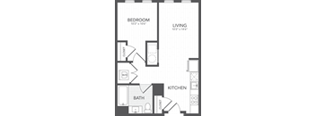 a floor plan of a room with a bedroom and a bathroom