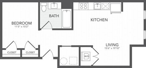 the floor plan of a small house with a bedroom and a bathroom