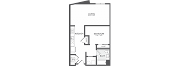 a floor plan of a small house with a bedroom and a bathroom
