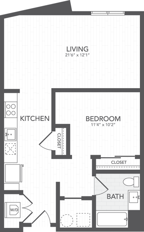 a floor plan of a small house with a bedroom and a bathroom
