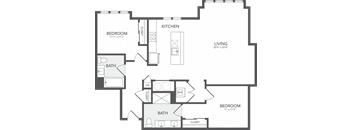 a floor plan of a house with a bedroom and a living room