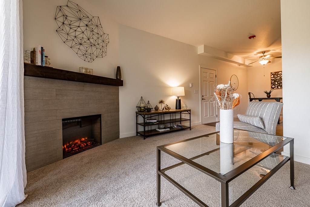 Living room with fireplace