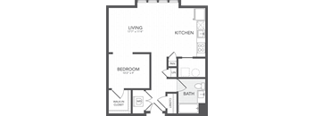 a floor plan of a room with a bedroom and a bathroom