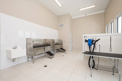 a patient room with a bed and a sink in a hospital