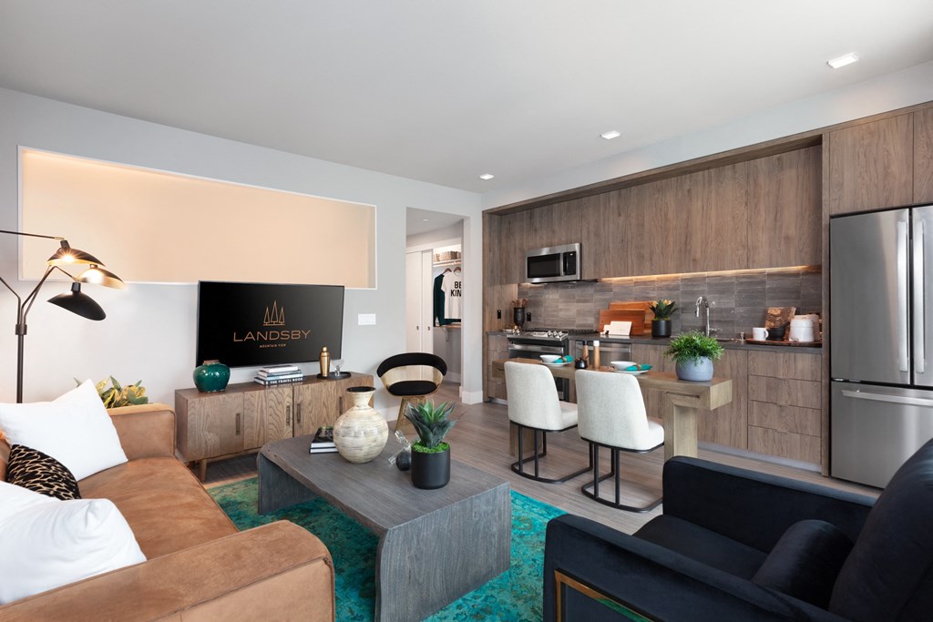 Living room and dining space