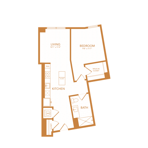 1 bed 1 bath 675  sf