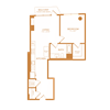 1 bed 1 bath 701 sf