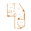 2 bed 1 bath 810 sf