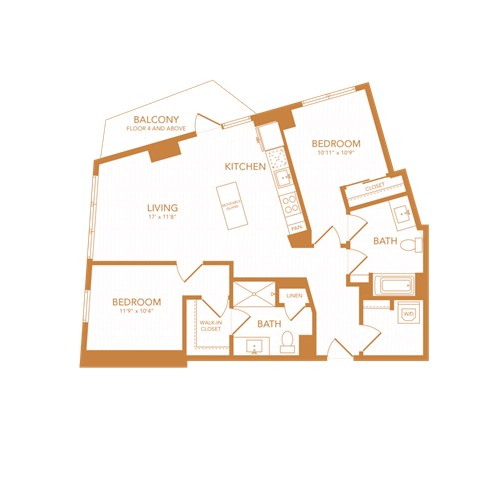 2 bed 2 bath 1125 sf