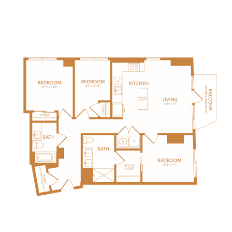 3 bed 2 bath 1175 sf