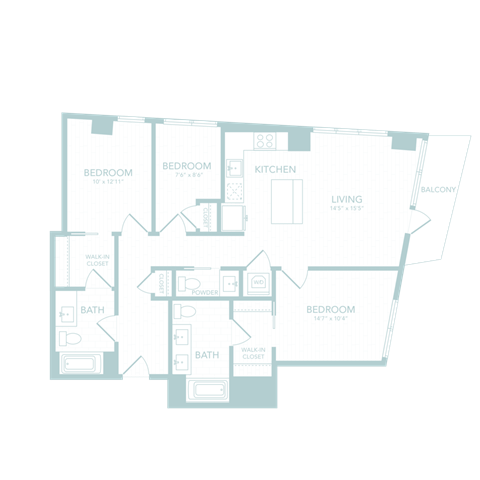 3 bed 2.5 bath 1276 sf