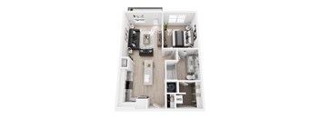 3d floor plan of a 2100 sq ft apartment