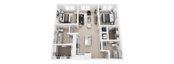 a floor plan of a bedroom with a bathroom and a living room