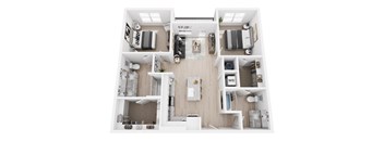 a 3 bedroom floor plan with a bathroom and a living room