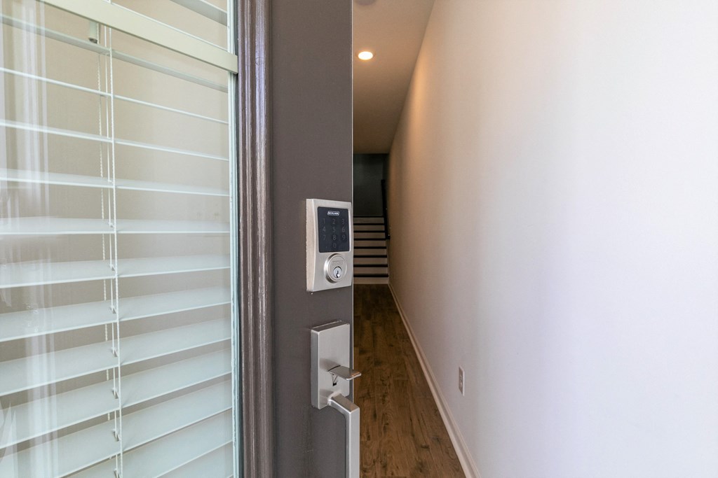 a view of the hallway from the front door