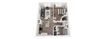 a 2 bedroom floor plan with a bathroom and a living room