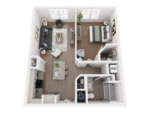 a 2 bedroom floor plan with a bathroom and a living room