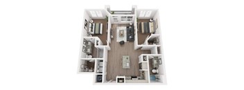 a 3 bedroom floor plan with a bathroom and a living room