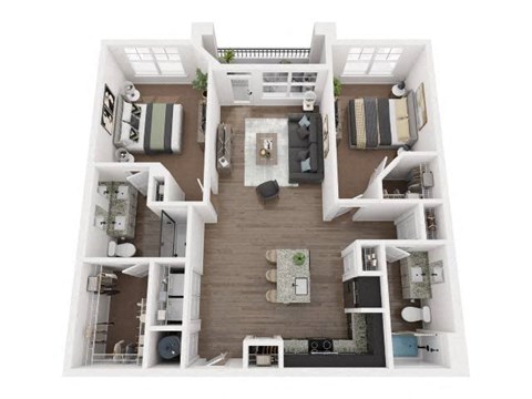 a 1 bedroom floor plan with a bathroom and a living room