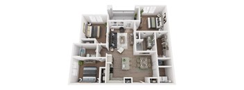 a 1 bedroom floorplan with a bathroom and a living room