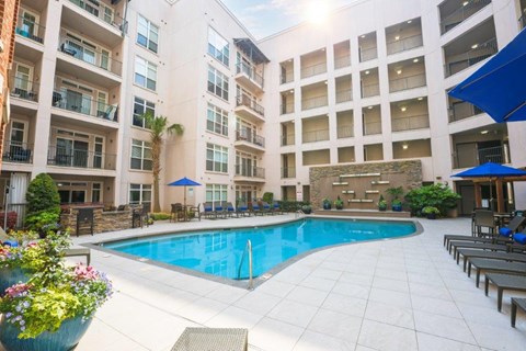 A Sunny Day at a Poolside at Mosaic South End Apartments, Charlotte, NC, 28203
