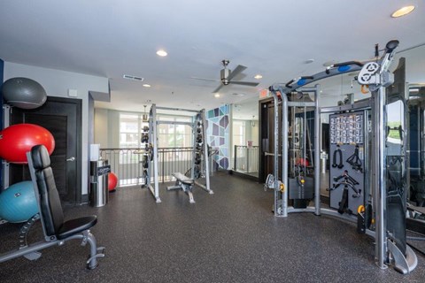A Gym at Mosaic South End Apartments, Charlotte