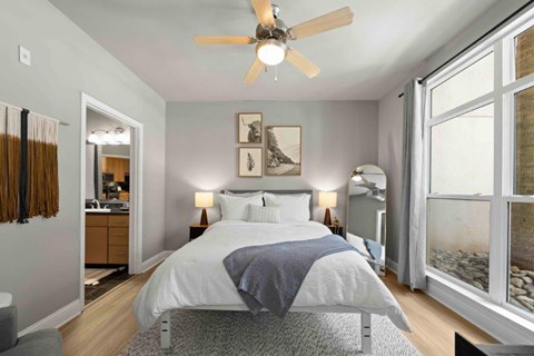 A Bedroom With a Bed at Mosaic South End Apartments, Charlotte, 28203