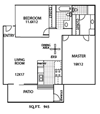 La Serena Rowland Heights, CA 2x2 Floor Plan 965 SF