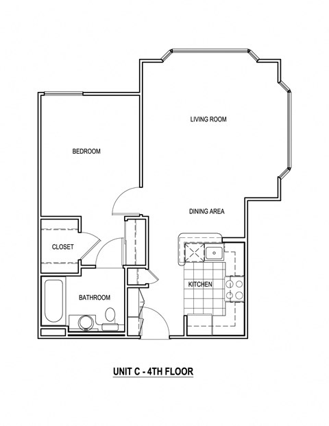 The Piedmont North Hollywood, CA 1 Bedroom Floor Plan