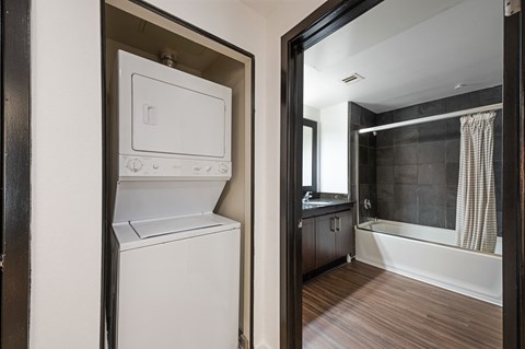 7950 West Sunset Los Angeles, CA One Bedroom Model Laundry and Bathroom