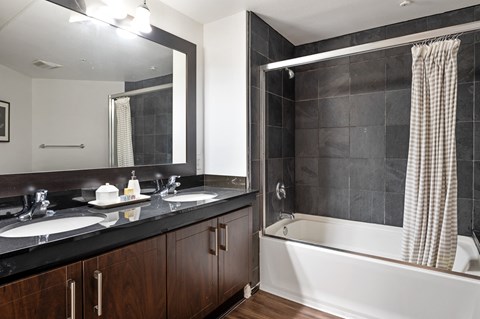 7950 West Sunset Los Angeles, CA One Bedroom Model Bathroom