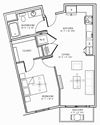 Aliso Los Angeles, CA A02 Floor Plan 691 SF