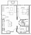 Aliso Los Angeles, CA A11 Floor Plan 840 SF