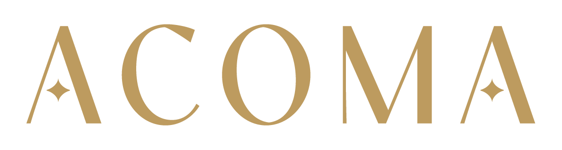 The image features the word "ACOMA" in large, gold letters.