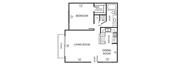 a floor plan of a house with a living room and a dining room