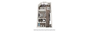 a stylized image of a 1 bedroom floor plan